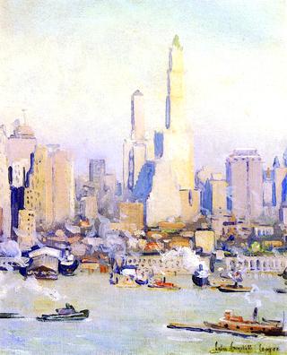 Lower Manhattan View: One of a Pair of Paintings