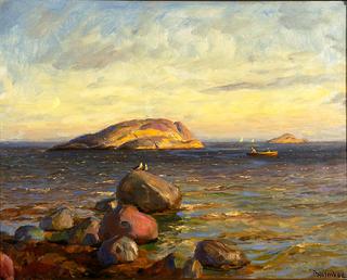 Coastal Landscape with Birds and Boats
