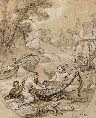 Fishermen Drawing their Nets