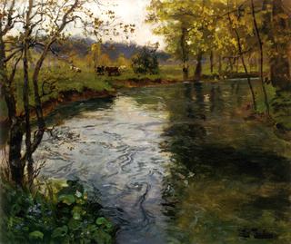 Landscape with Cows by a Stream