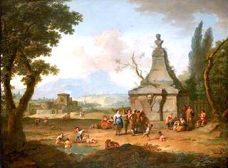 Landscape with Figures by a Classical Monument