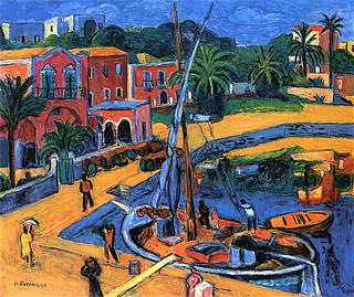 Harbor with a Sailing Boat
