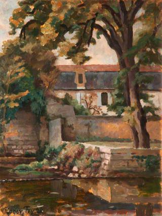 Landscape with Buildings and Tree by a Pool on the Continent