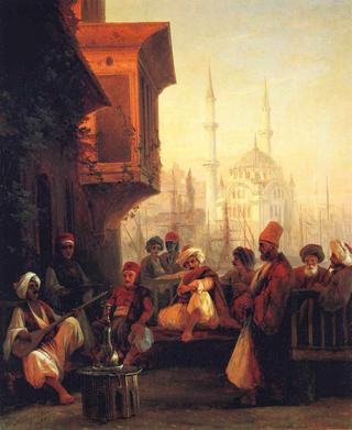 Coffee-house by the Ortaköy Mosque in Constantinople