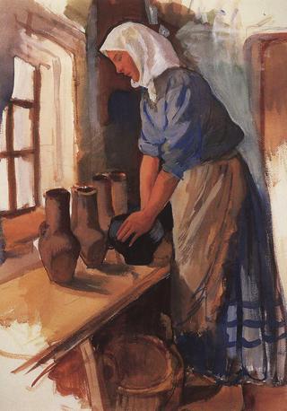 Peasant Woman with Pots