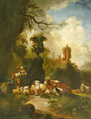 Bucolic Landscape with Urn