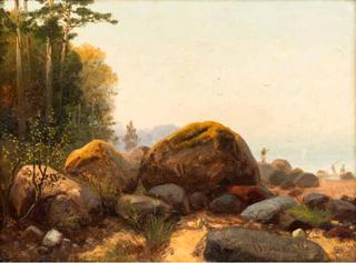 Boulders on the bank of the gulf