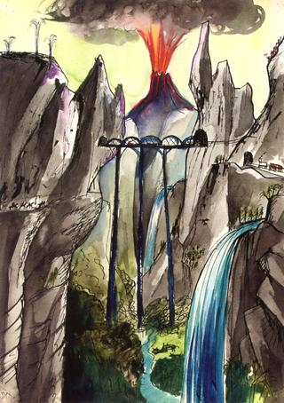 Picture Book for 'Muggeli' 14 (Mountains with Erupting Volcano)