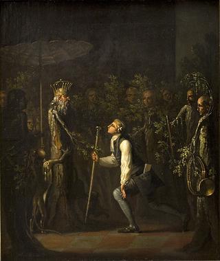 The Potuans are Surprised to See Niels Klim Kneel in Frnt of the Wise Prince