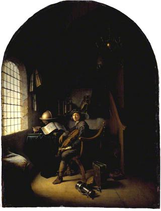 An Interior with a Young Violinist
