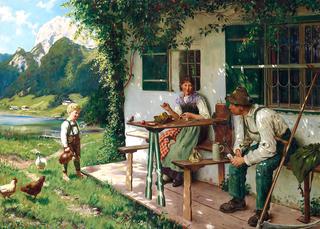 A summer day in front of the house