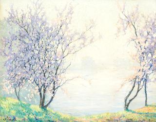 Arbres en fleurs au bord de la Seine