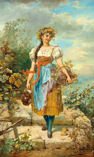 Girl with grapes