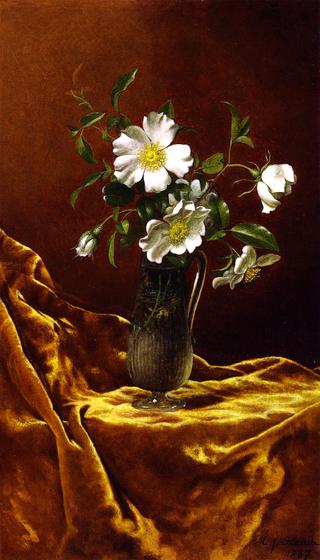 Cherokee Roses in a Glass Vase