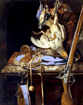 Game with hunting equipment in a niche