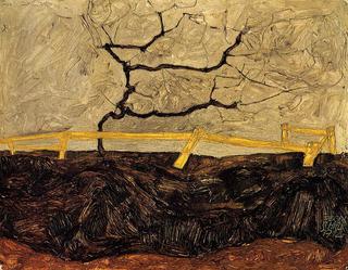 Bare Tree behind a Fence