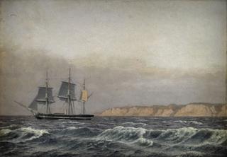 View of the cliffs of Møn and a Corvette
