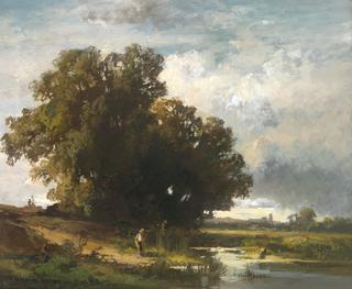 Evening Landscape with a Pond