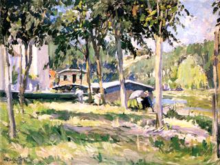 Painter by a Canal in France