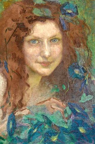 Young Woman with Floral Wreath