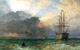 Man-of War and a Stormy Sunset: The Guardship