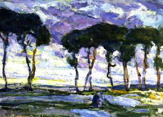 Landscape with Irises