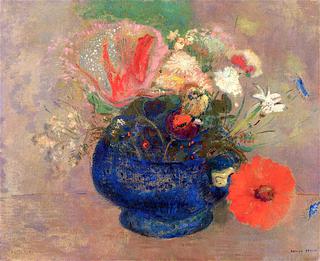 Flowers in a Blue Cup