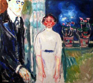 Man and Woman by the Window with Potted Plants