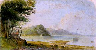 A River Scene with a Beached Dinghy