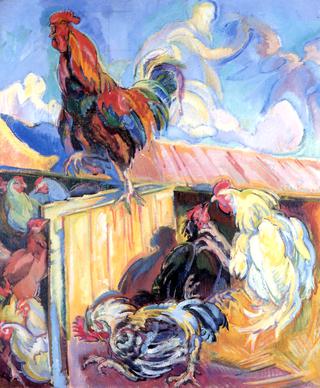 Rooster in Chicken Coop