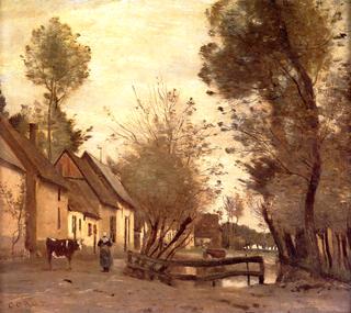 Flesselles, a Street with a Peasant and Her Cow