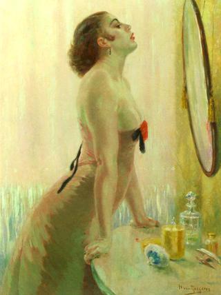 Lady in front of a mirror