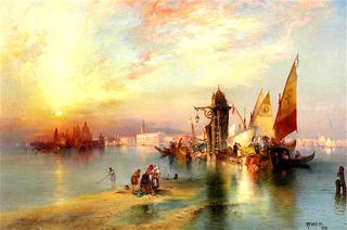 Venice, Sunset behind Santa Maria