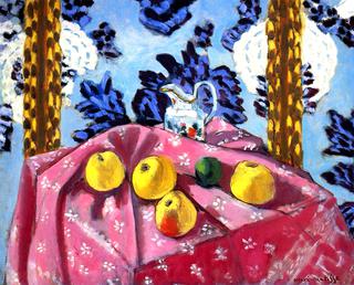 Still LIfe with Apples on a Pink Tablecloth