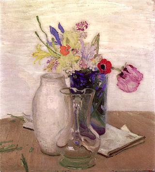 Flowers and Glass Jug