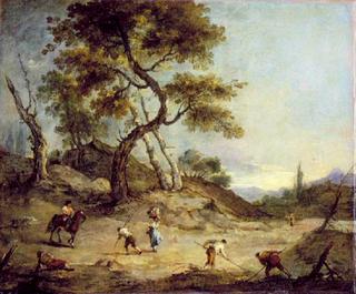 Landscape with People Working on the Land