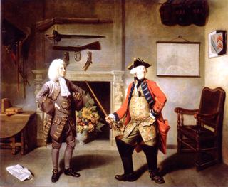 Samuel Foote as Major Sturgeon and Robert Bladdeley as Sir Jacob Jallop in 'The Mayor of Garret'