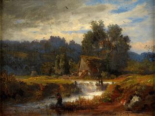 Norwegian Landscape with Fisherman