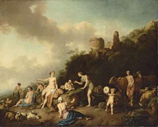 A Pastoral Landscape with Diana and her Nymphs