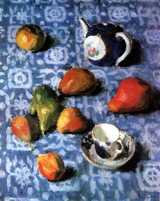 Pears on a Blue Cloth