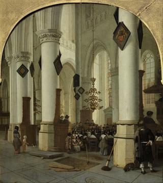 View inside the Saint Bavo Church in Haarlem During Mass