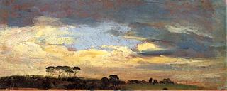 Hilltop with Pines, Evening Light