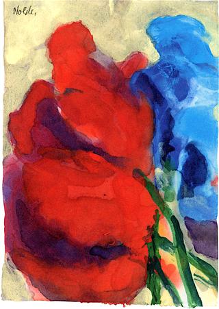 Poppy and Blue Blossoms