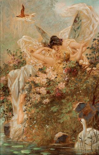 Two Fairies with a Swan