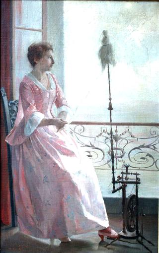 Young Woman Spinning Yarn by the Window