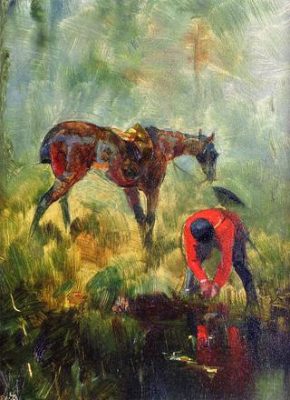 Hunting Horse with Hounds