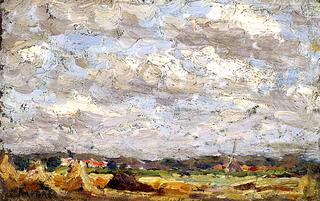 Dutch Landscape: Windmill and Sky