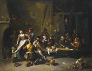 Tavern with Merrymakers and Cardplayers