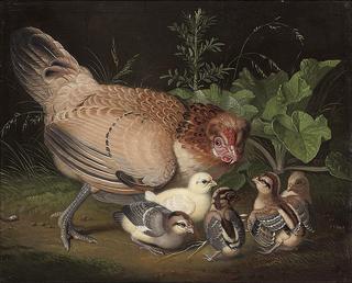 Hen and Chickens in a Landscape
