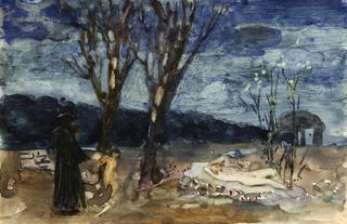 Genre Scene at Night